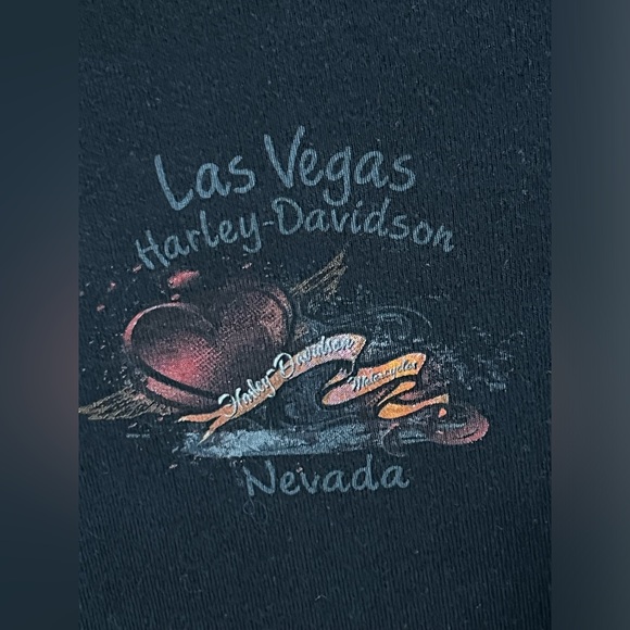 🏍️🔴Las Vegas Nevada Harley-Davidson Red Beaded Bling Black Long Sleeve Tee | M - Picture 15 of 17
